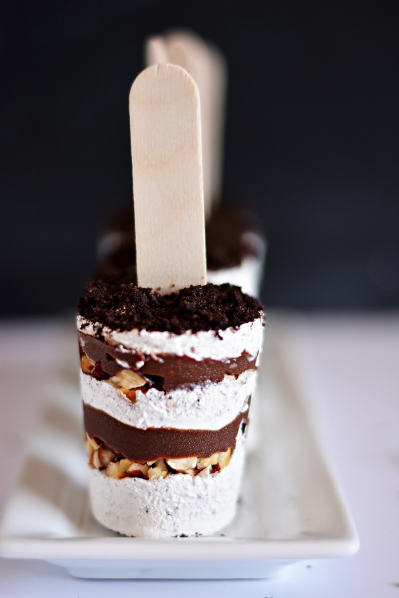 Layered Oreo Nutella Popsicles