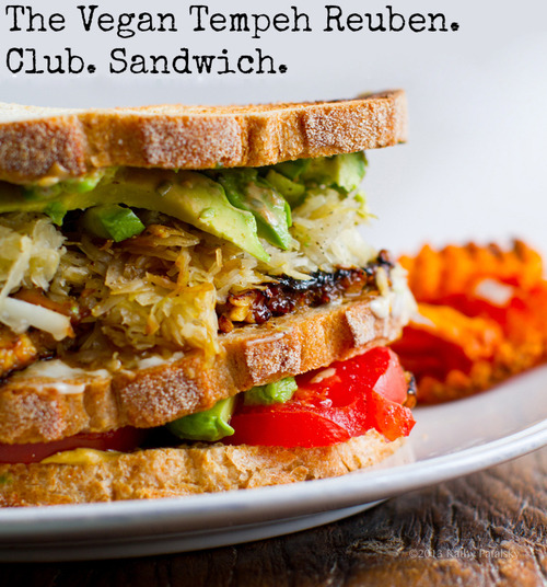 Tempeh Reuben Club Sandwich (Vegan)