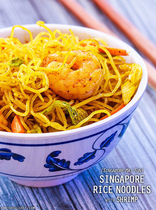 Singapore Rice Noodles with Shrimp