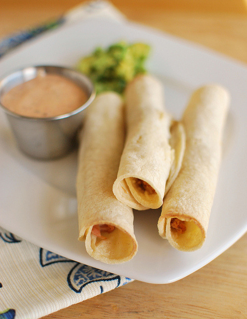 Pulled Pork Taquitos with Chipotle Ranch Dipping Sauce