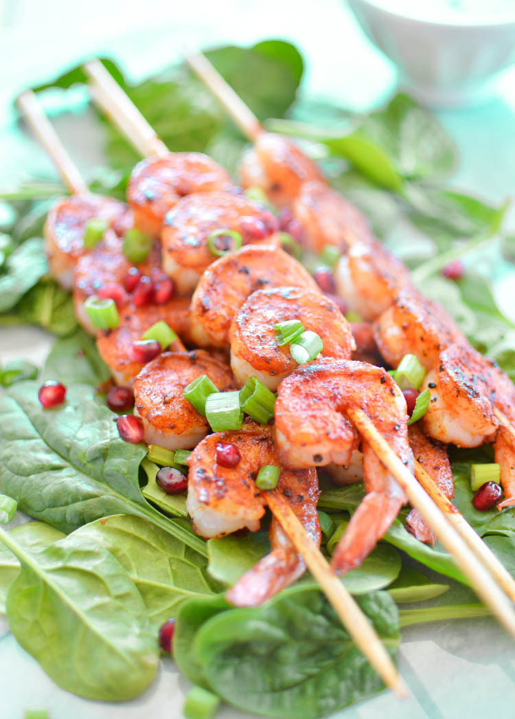 Shrimp Skewers with Pomegranate Sauce